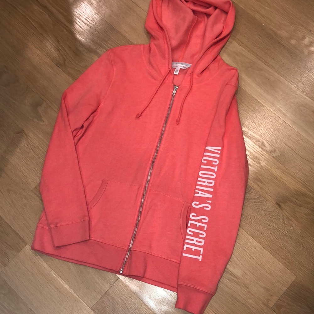 Coral Victoria secret zip-up hoodie